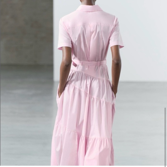 NWT ZARA Pink Poplin Shirtdress - Picture 4 of 7